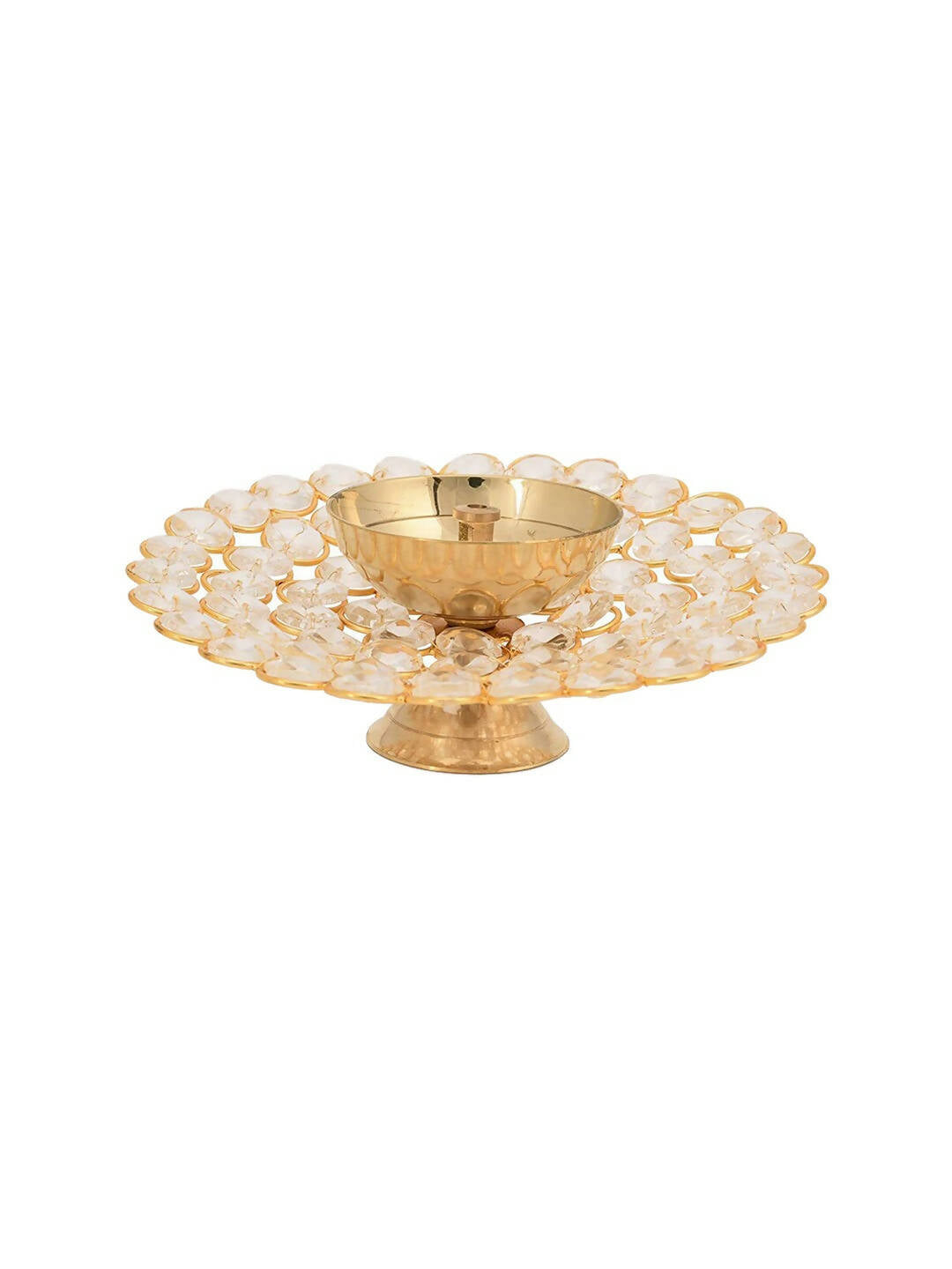 CraftVatika Gold-Toned Crystal Akhand Diya Oil Puja Lamp - Distacart