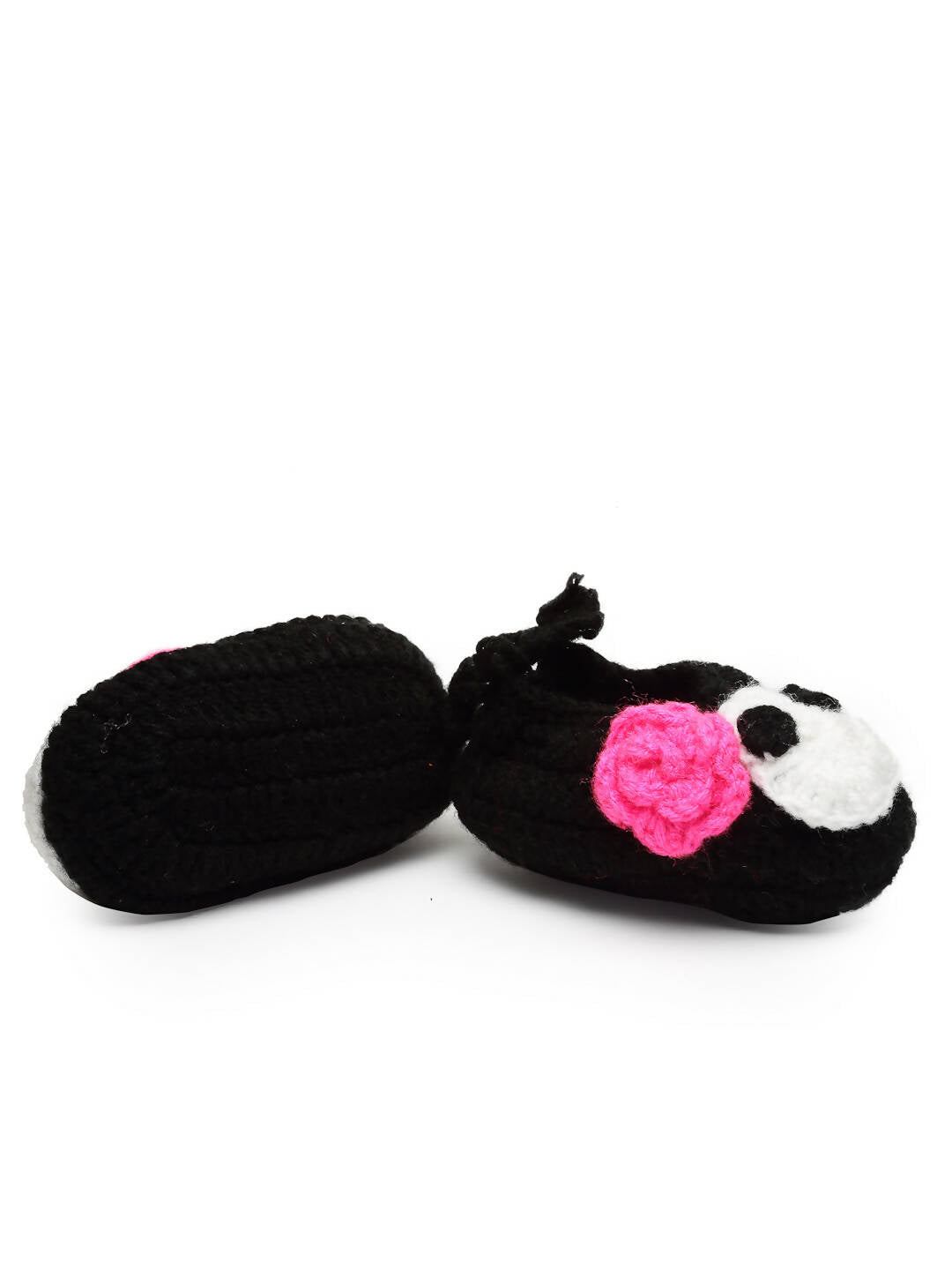Chutput Kids Woollen Hand Knitted Cartoon Face Detailed Booties - Black - Distacart