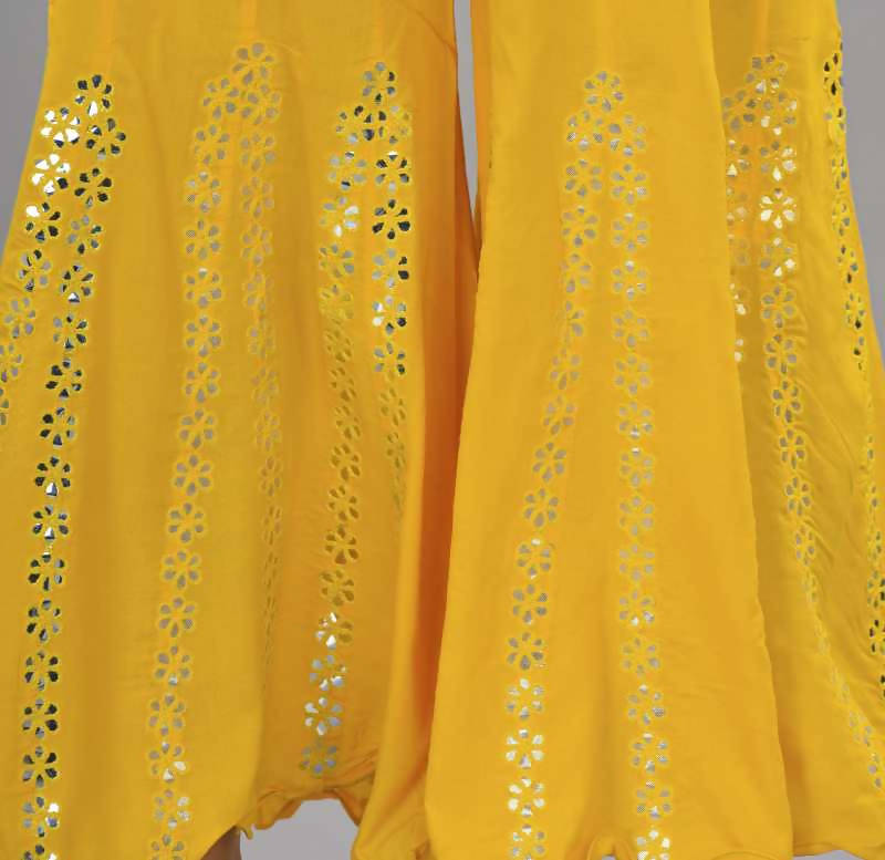 Mominos Fashion Yellow Mirror Palazzo