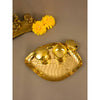 Spillbox Gold-toned Textured Brass Sangu Thali With 2 Pieces Bowl Pooja Essential - Distacart