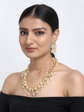 Kundan Neckpiece With Earrings - Ruby Raang - Distacart