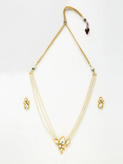 Long Kundan Neckpiece With Studs - Ruby Raang - Distacart