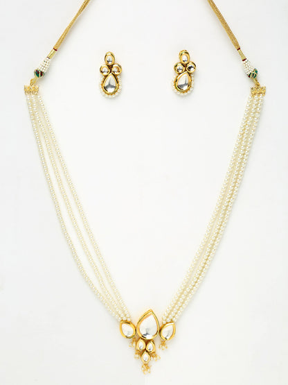 Long Kundan Neckpiece With Studs - Ruby Raang - Distacart