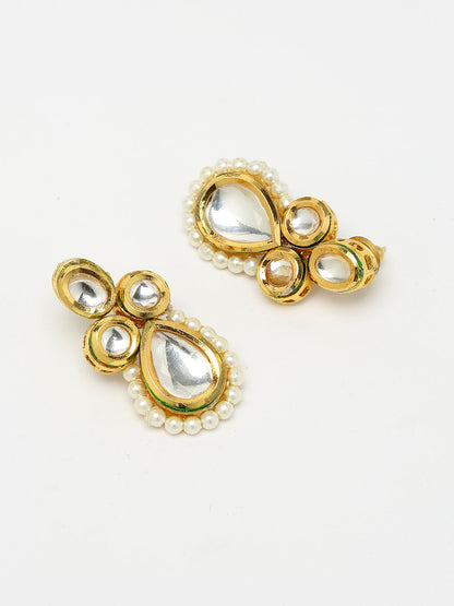 Long Kundan Neckpiece With Studs - Ruby Raang - Distacart