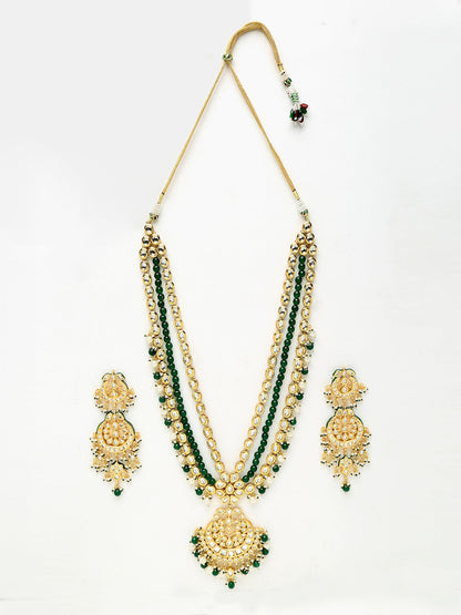 Long Kundan Neckpiece With Earrings - Ruby Raang - Distacart