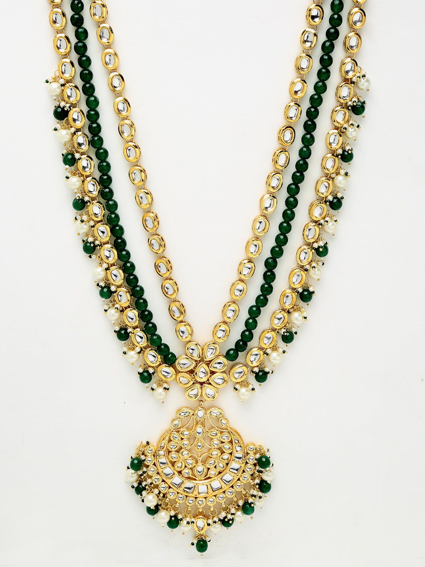 Long Kundan Neckpiece With Earrings - Ruby Raang - Distacart