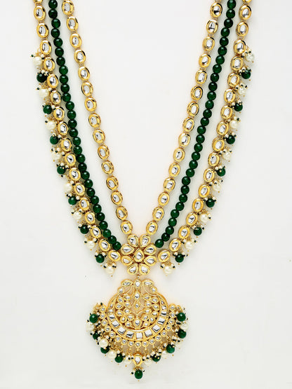 Long Kundan Neckpiece With Earrings - Ruby Raang - Distacart