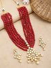 Gold-Plated Maroon Kundan Studded Beaded Jewellery Set - Ruby Raang - Distacart