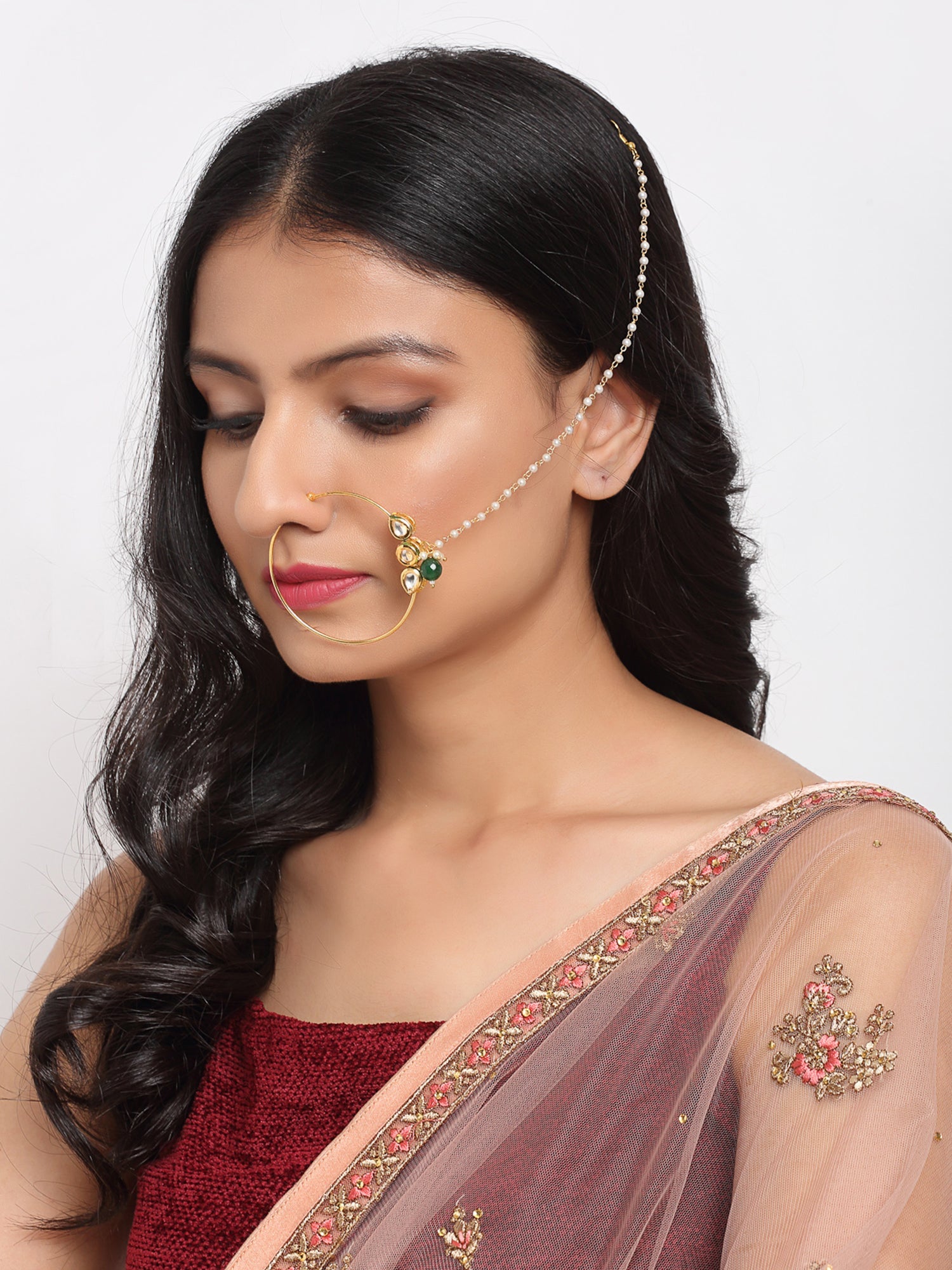 Kundan Nose Ring - Ruby Raang - Distacart