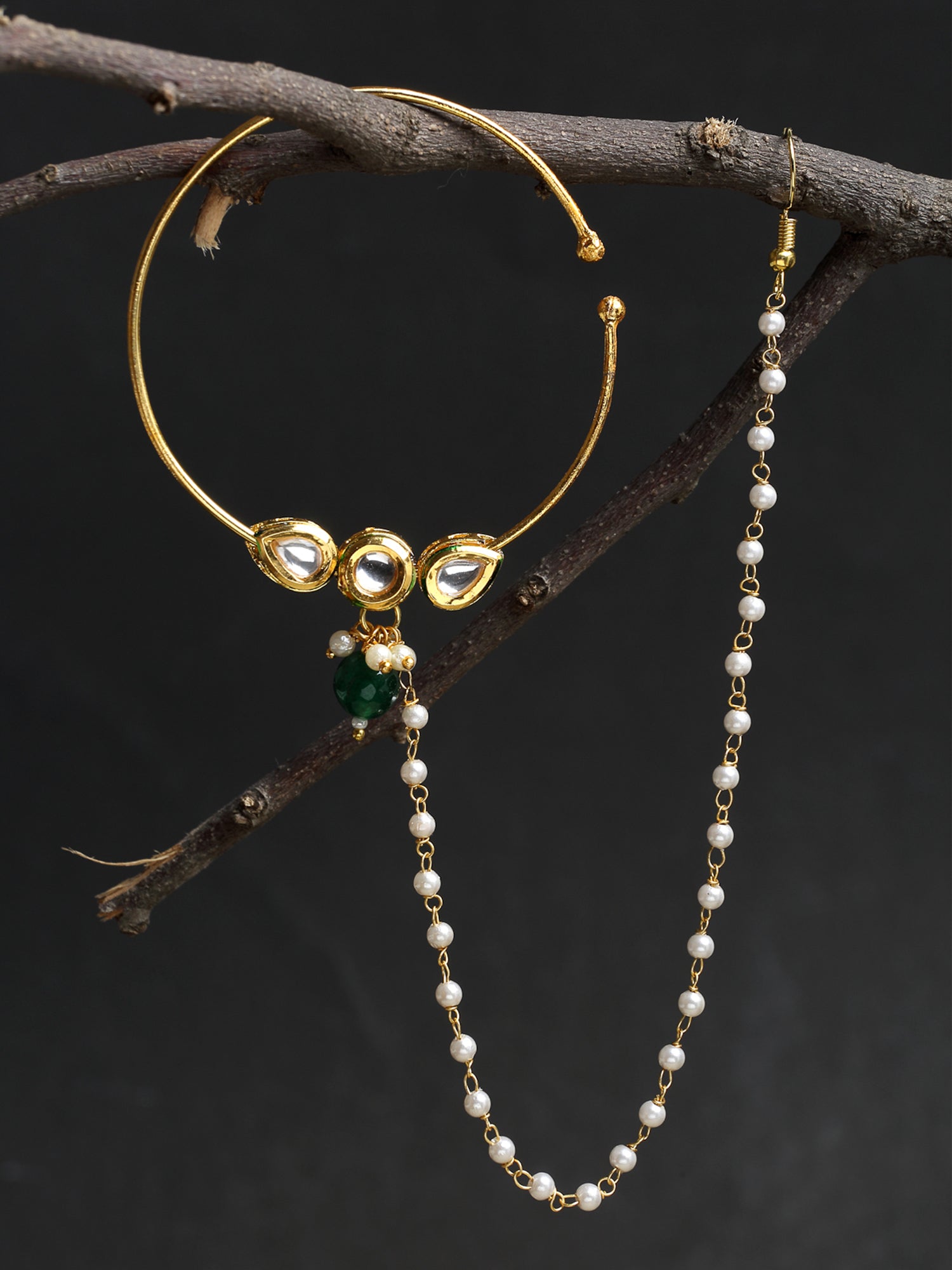 Kundan Nose Ring - Ruby Raang - Distacart
