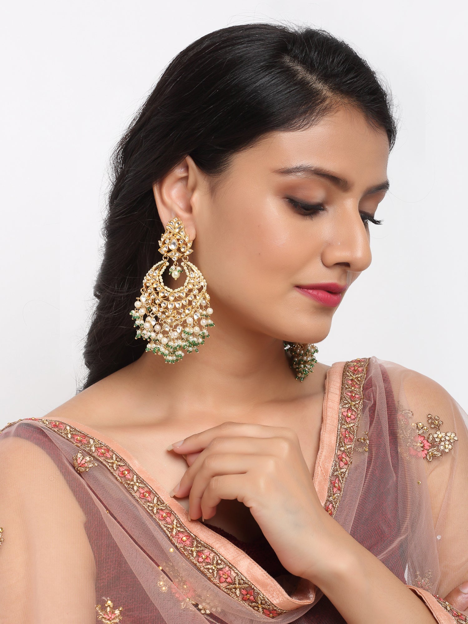Kundan Stone Earrings - Ruby Raang - Distacart
