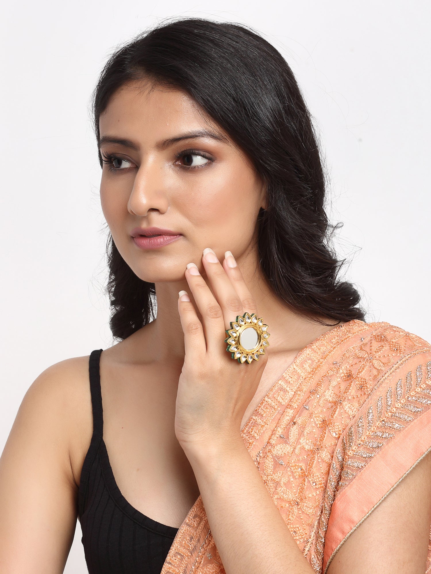 Kundan Cocktail Ring - Ruby Raang - Distacart