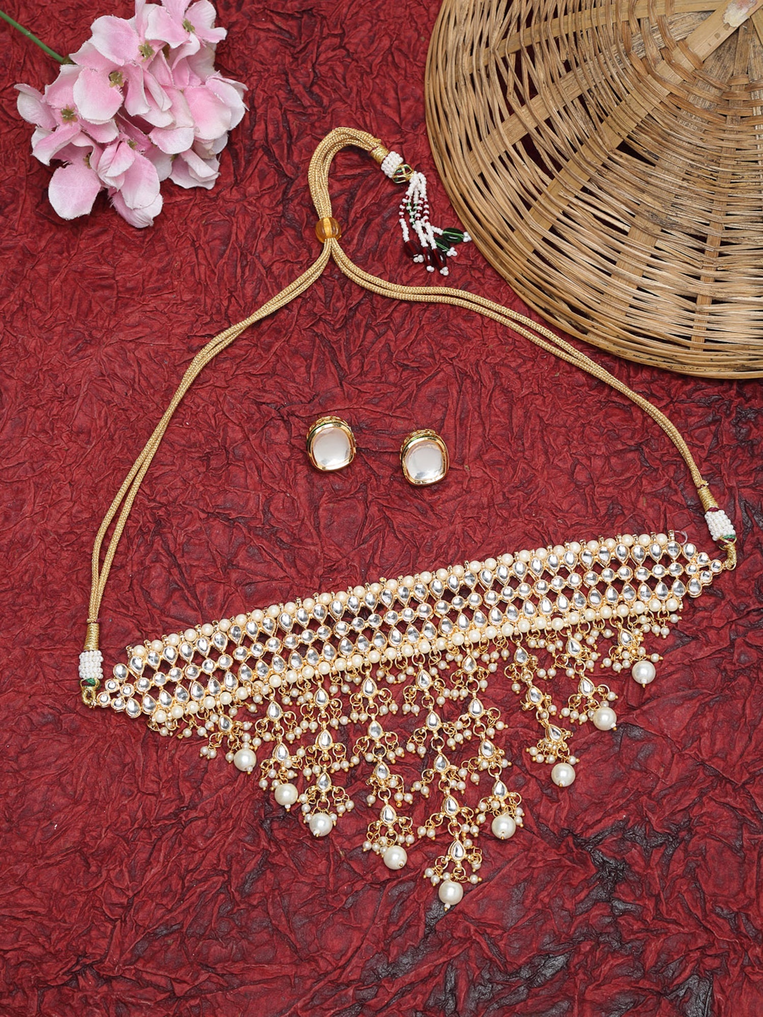 Kundan Choker With Studs - Ruby Raang - Distacart