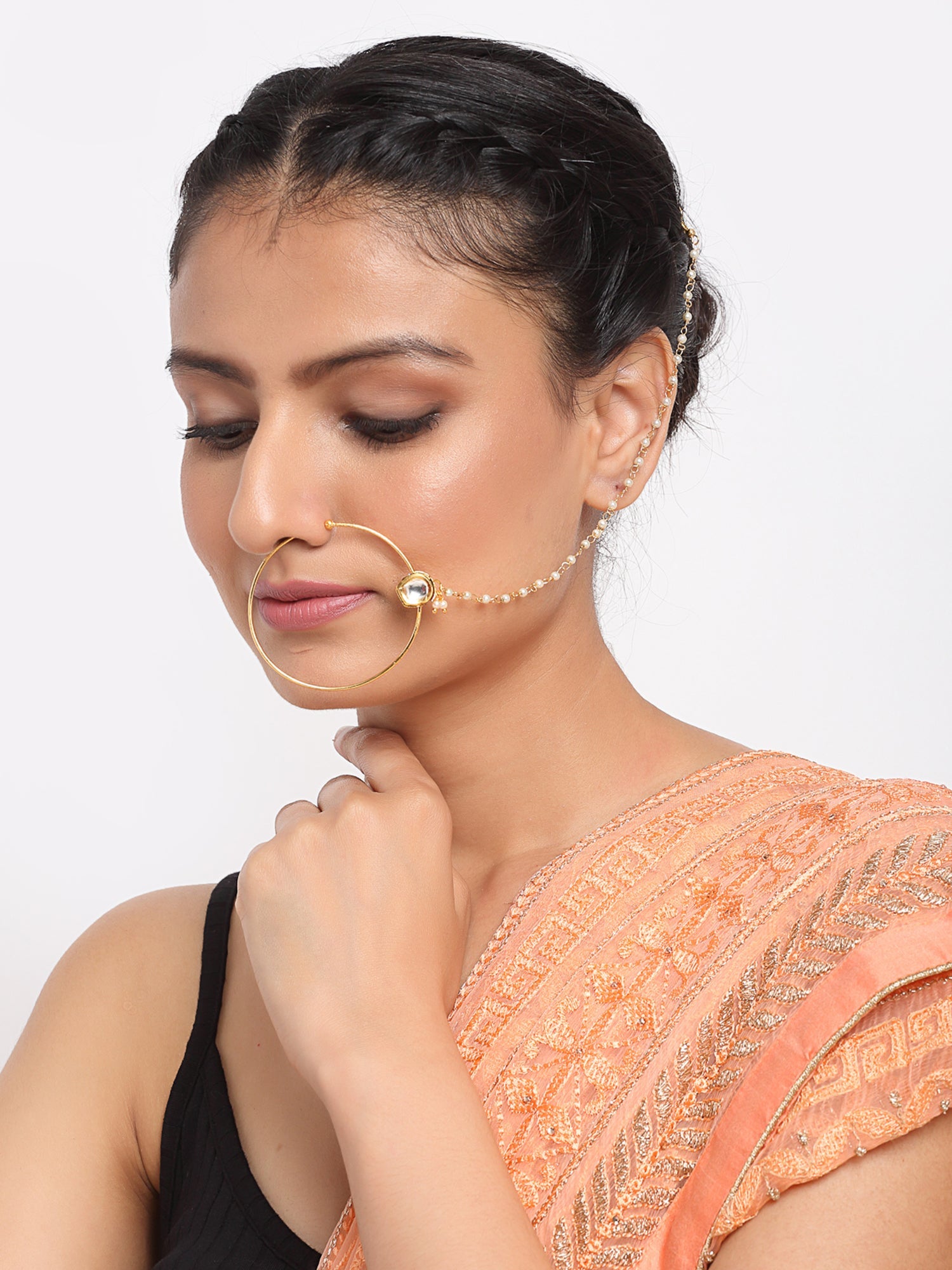 Kundan Nose Ring - Ruby Raang - Distacart