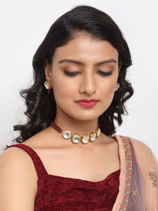Kundan Neckpiece With Studs - Ruby Raang - Distacart