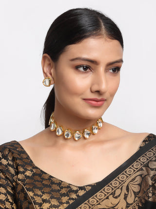 Kundan Choker With Kundan Studs - Ruby Raang - Distacart