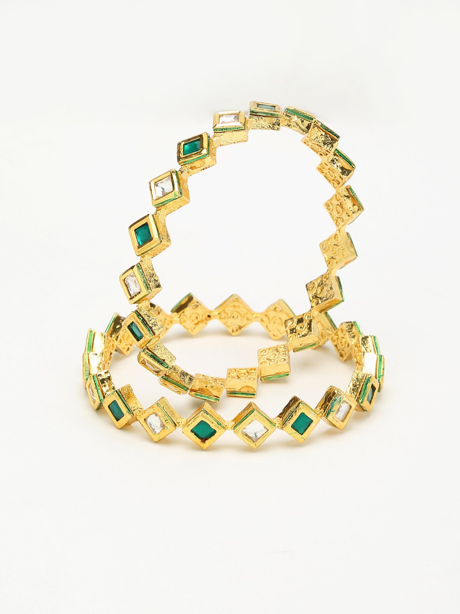 Kundan Bangles Set Of 2 - Ruby Raang - Distacart