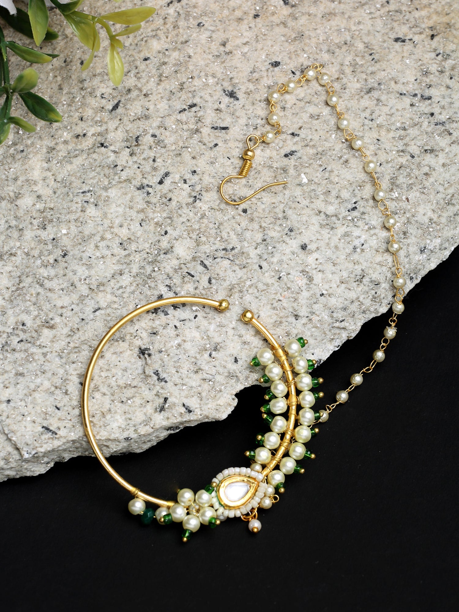 Maharani Kundan Nose Ring - Ruby Raang - Distacart