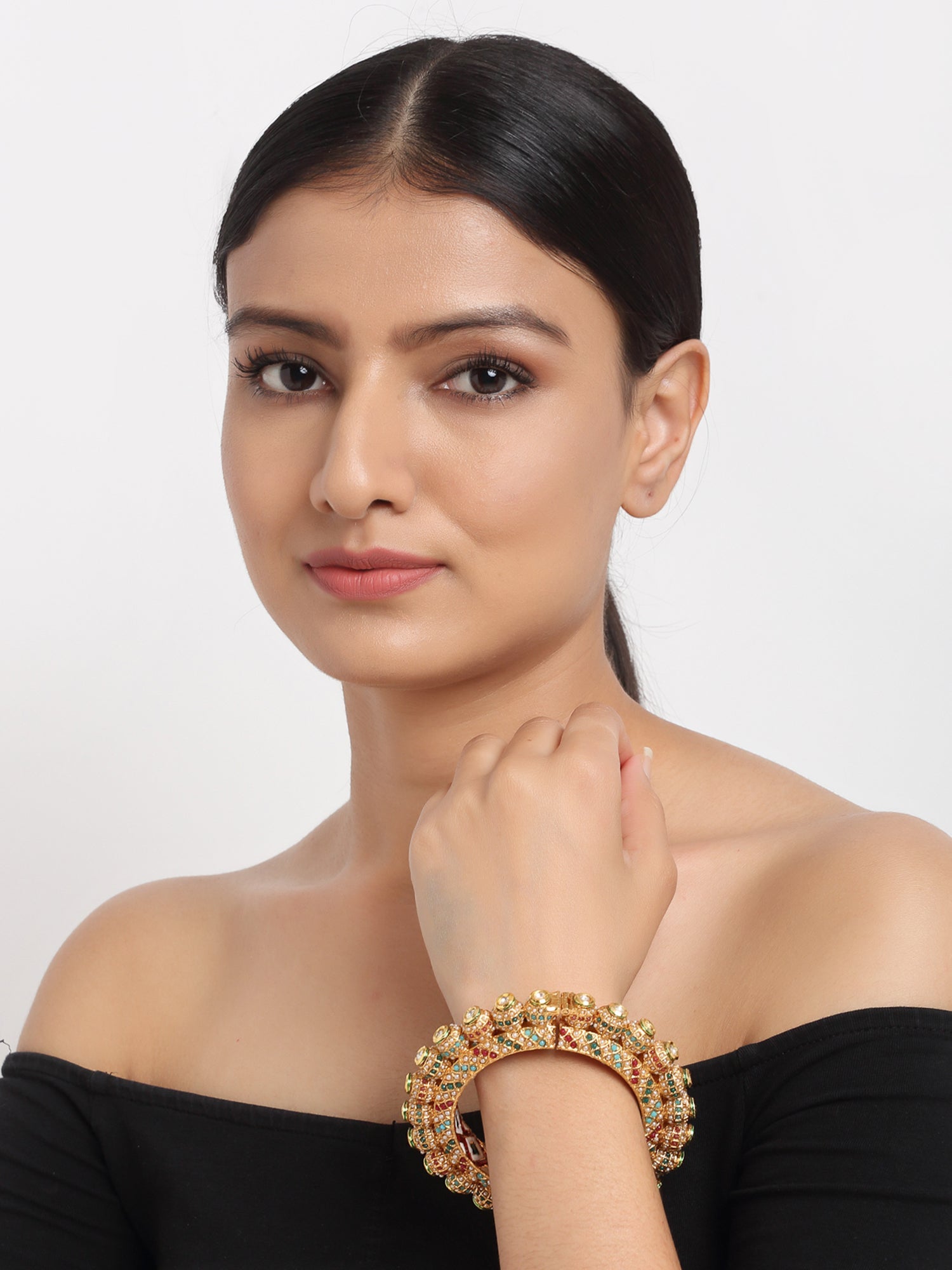 Multi Embellished Bangle - Ruby Raang - Distacart