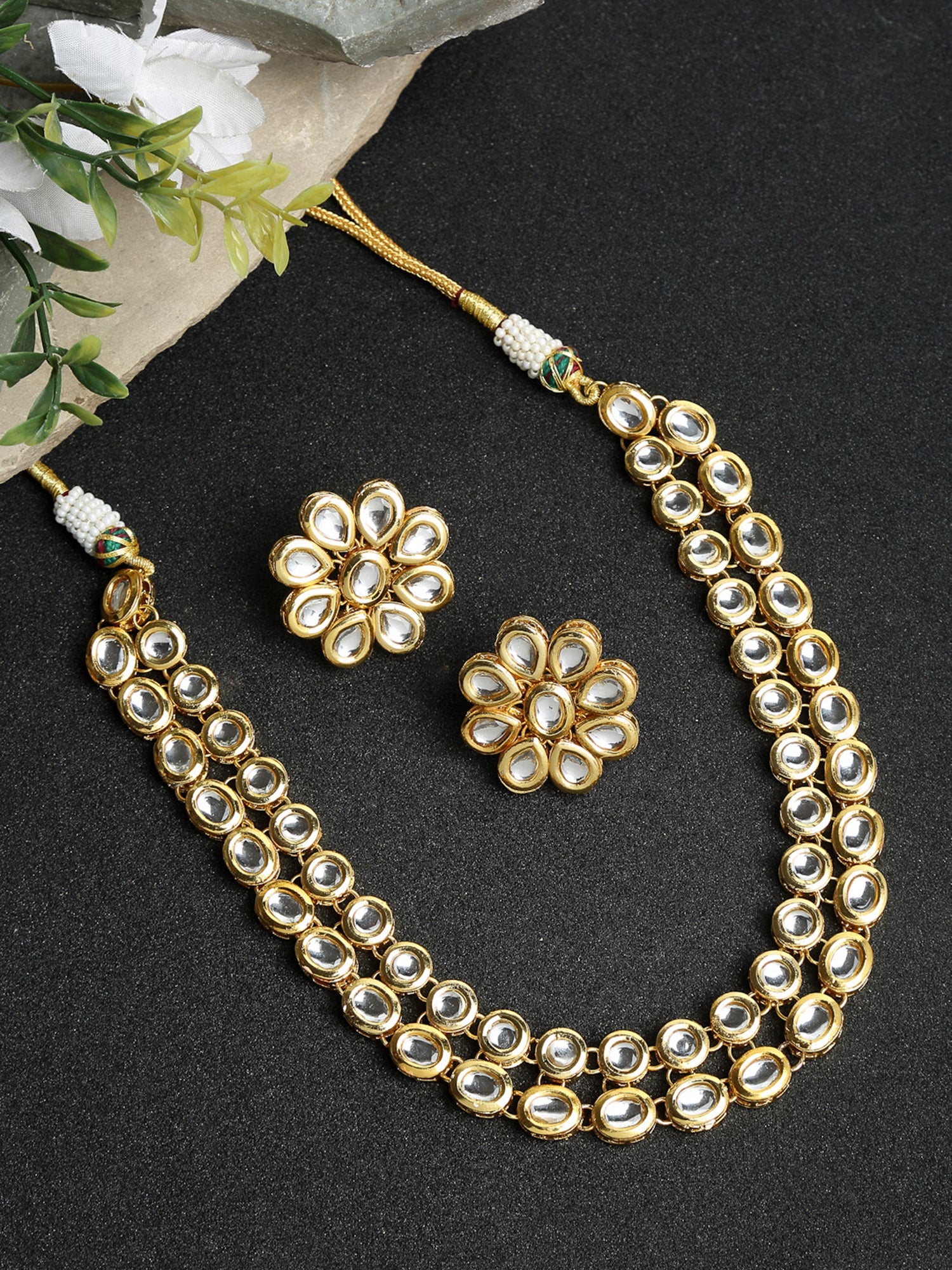 Kundan Choker With Studs - Ruby Raang - Distacart