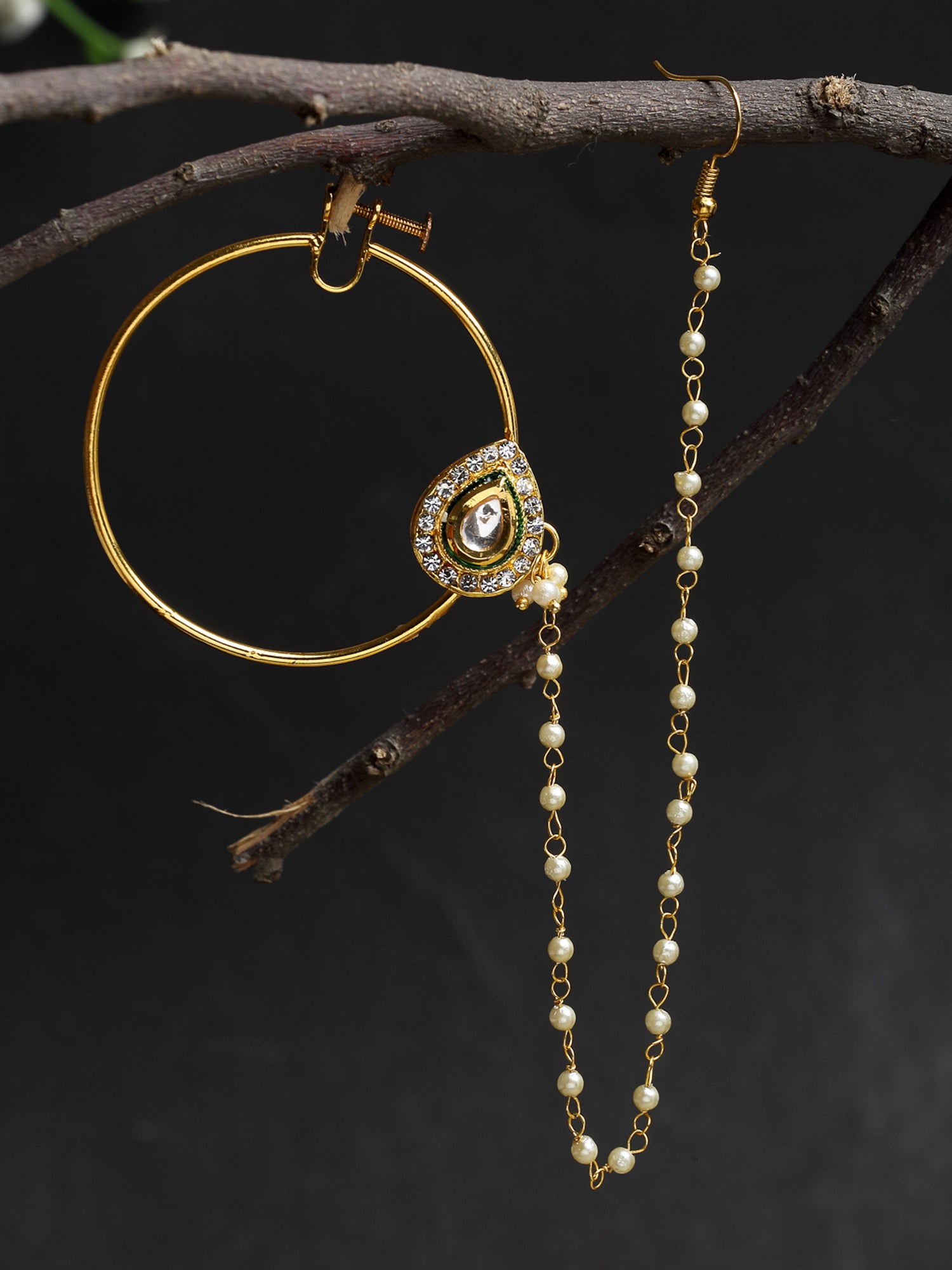 Maharani Kundan Nose Ring - Ruby Raang - Distacart