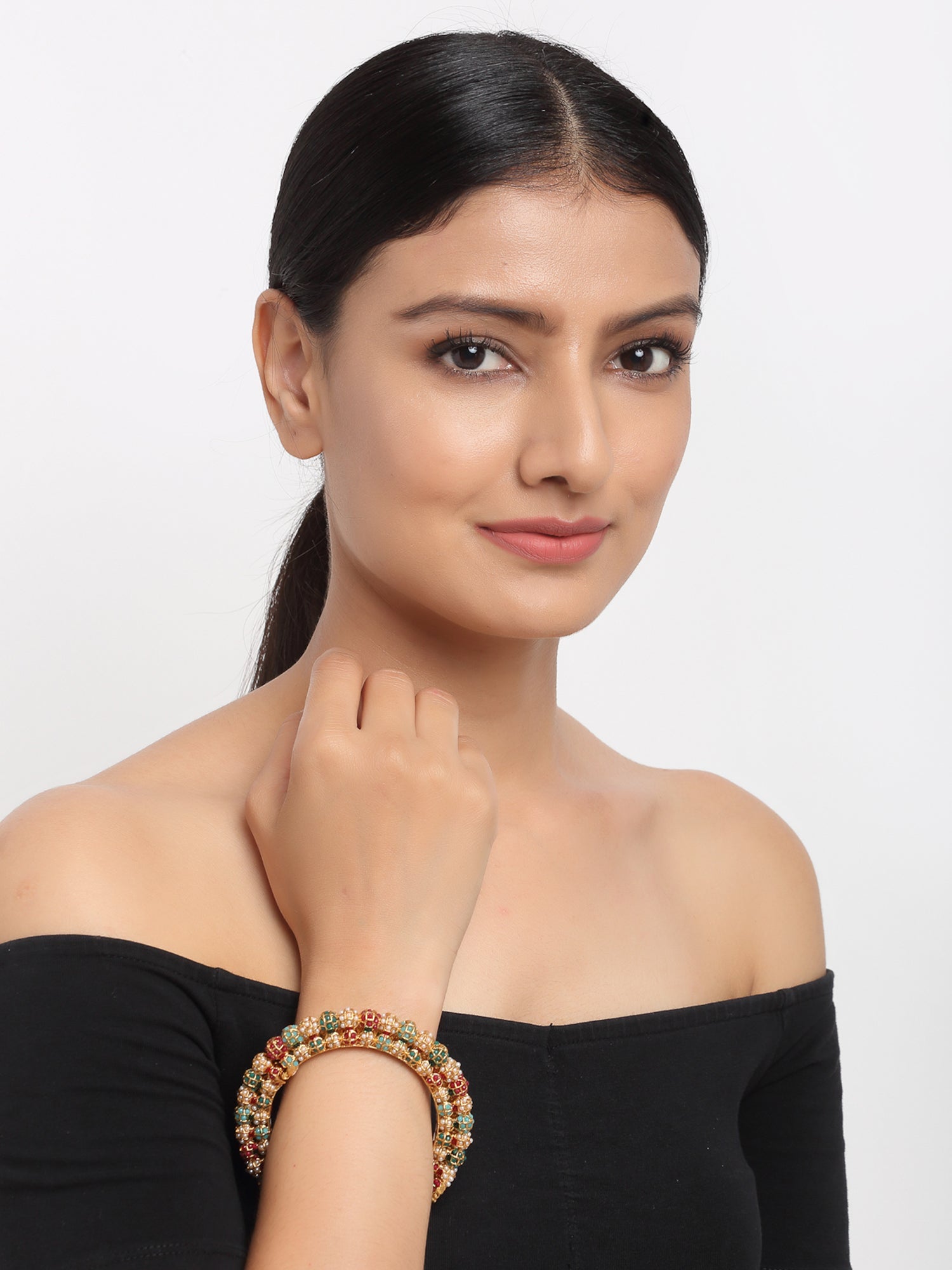 Multi Embellished Bangle - Ruby Raang - Distacart