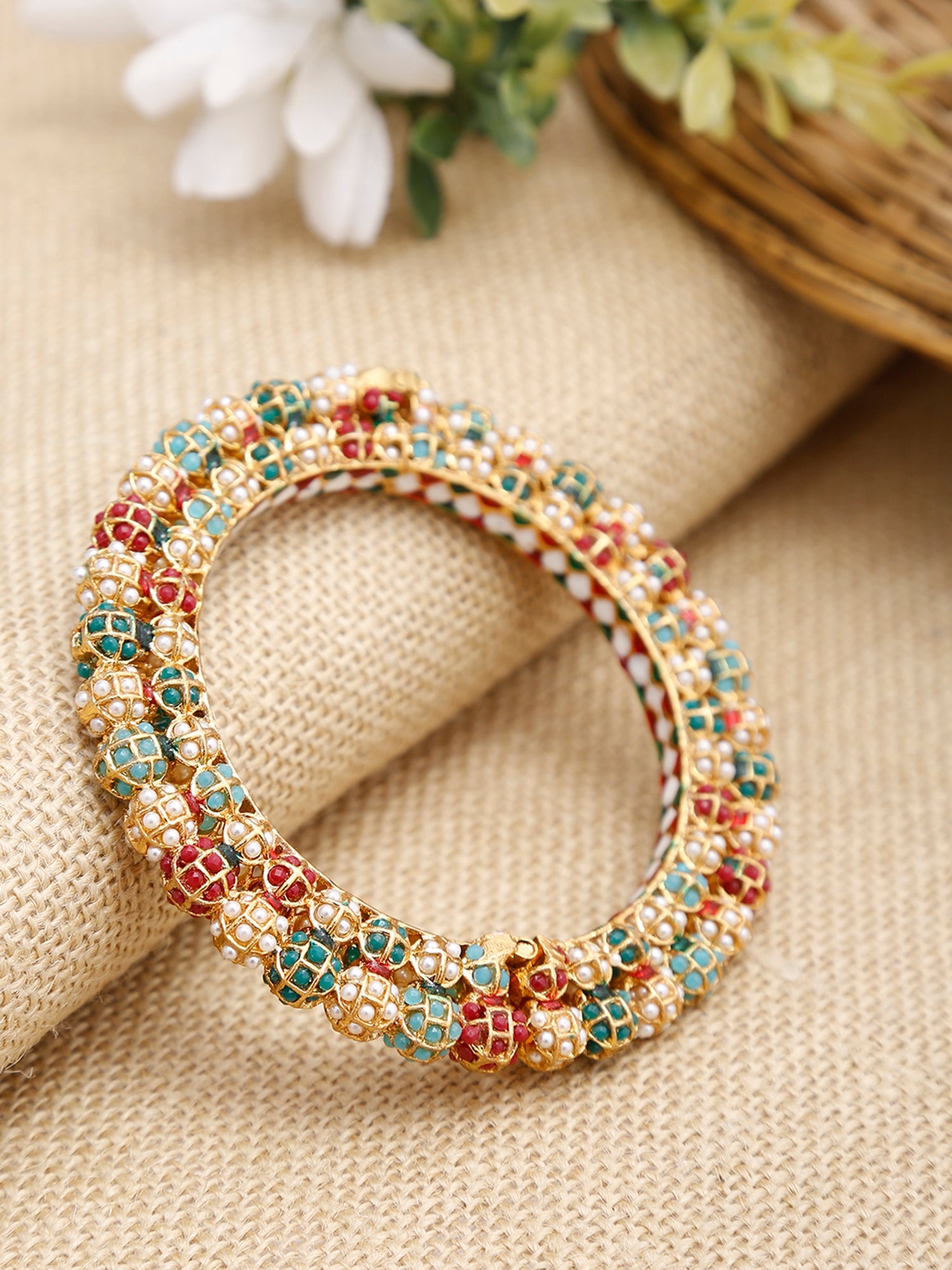 Multi Embellished Bangle - Ruby Raang - Distacart