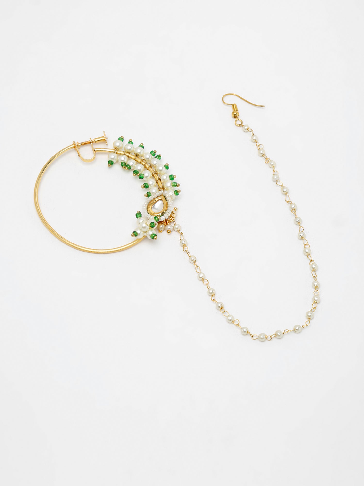 Maharani Kundan Nose Ring - Ruby Raang - Distacart