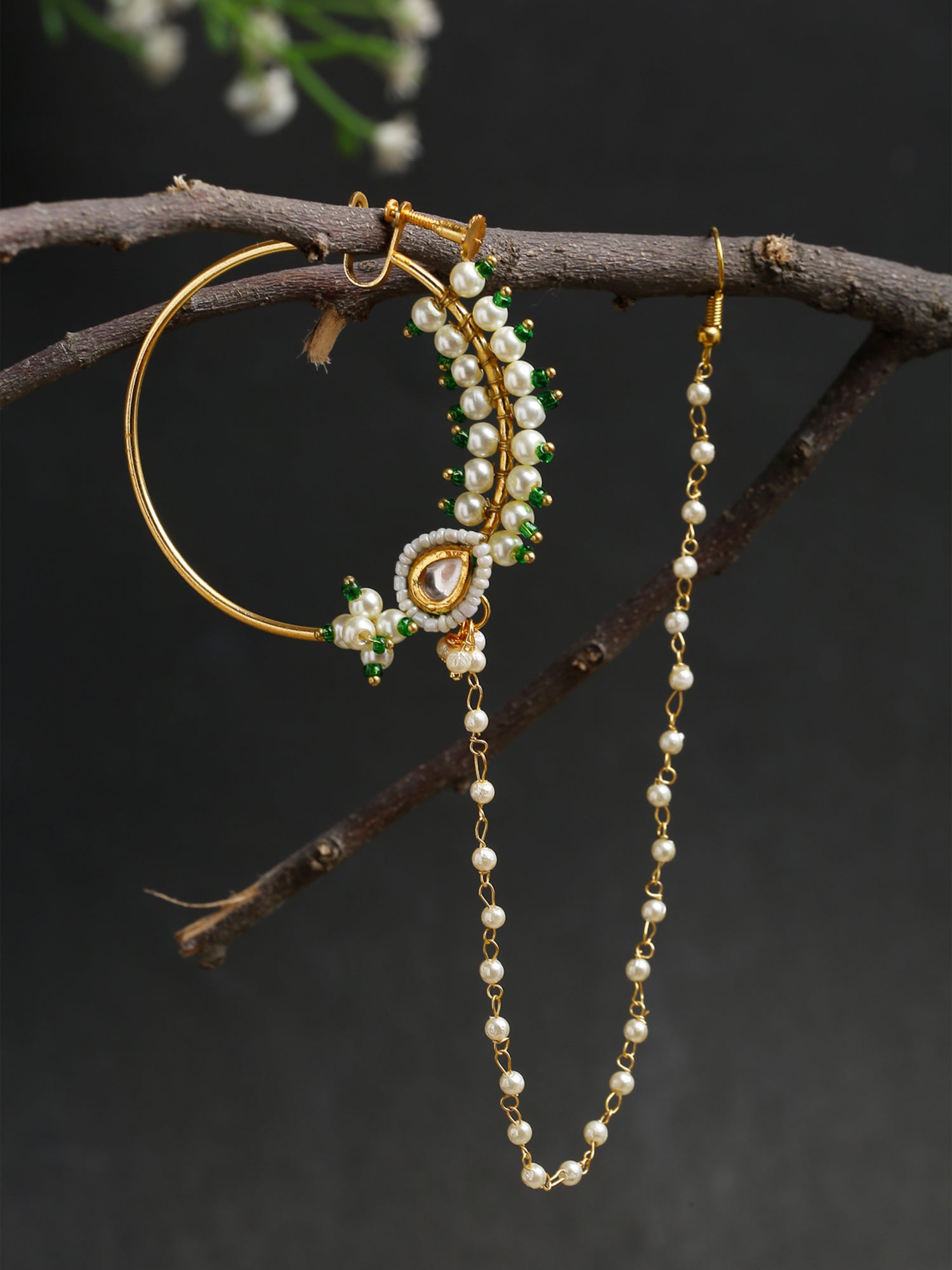 Maharani Kundan Nose Ring - Ruby Raang - Distacart