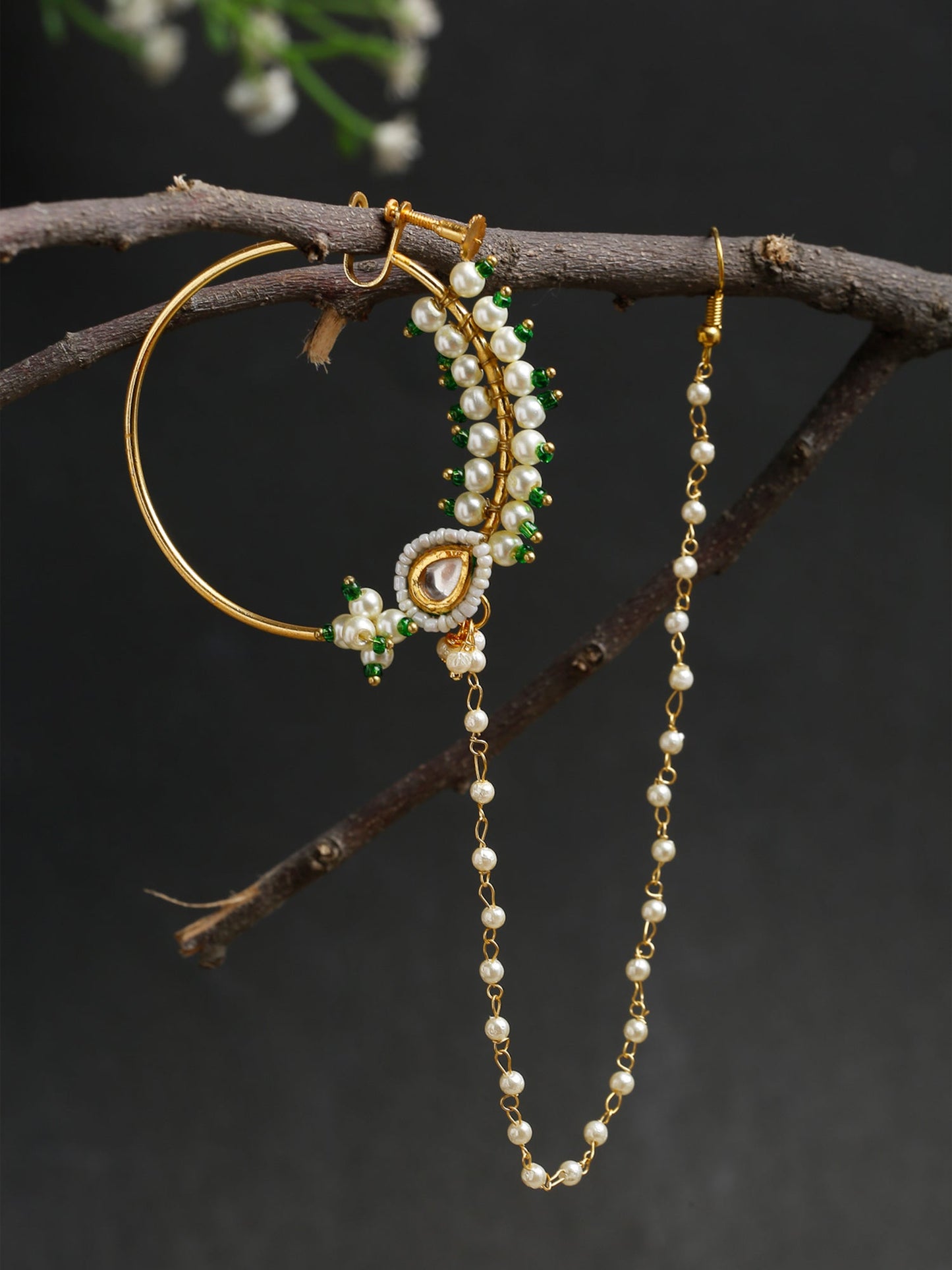 Maharani Kundan Nose Ring - Ruby Raang - Distacart