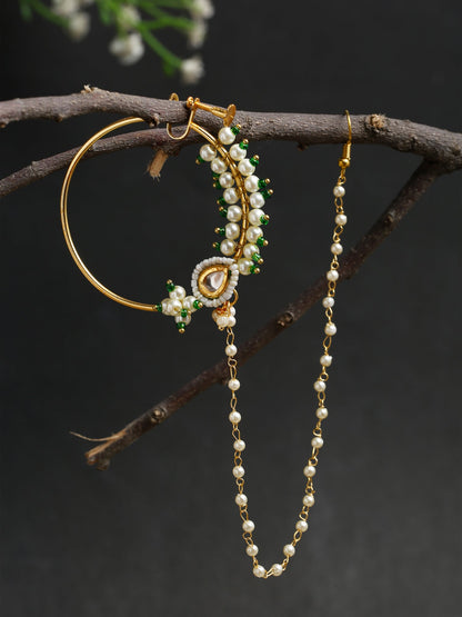Maharani Kundan Nose Ring - Ruby Raang - Distacart