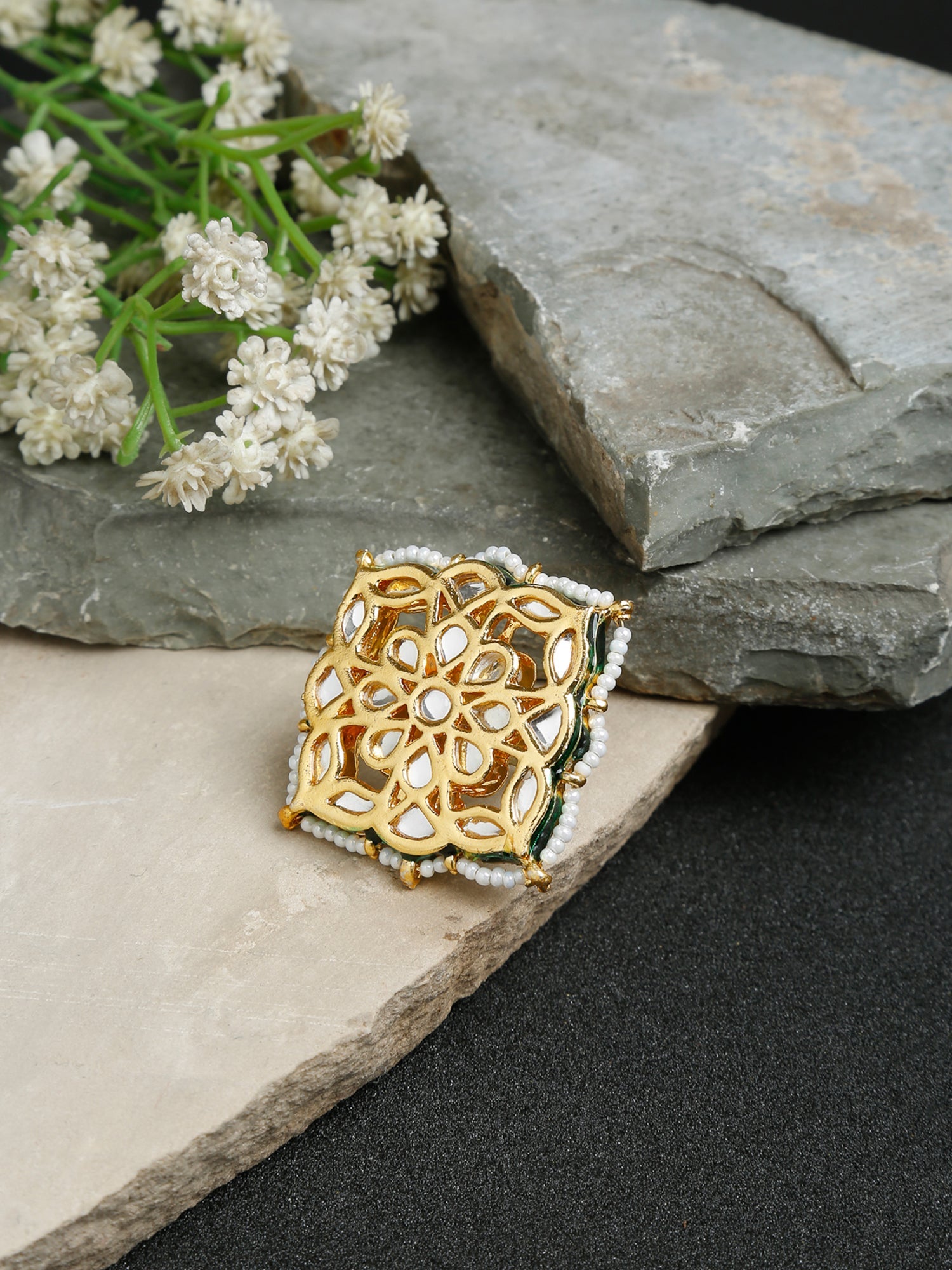 Kundan Cocktail Ring - Ruby Raang - Distacart