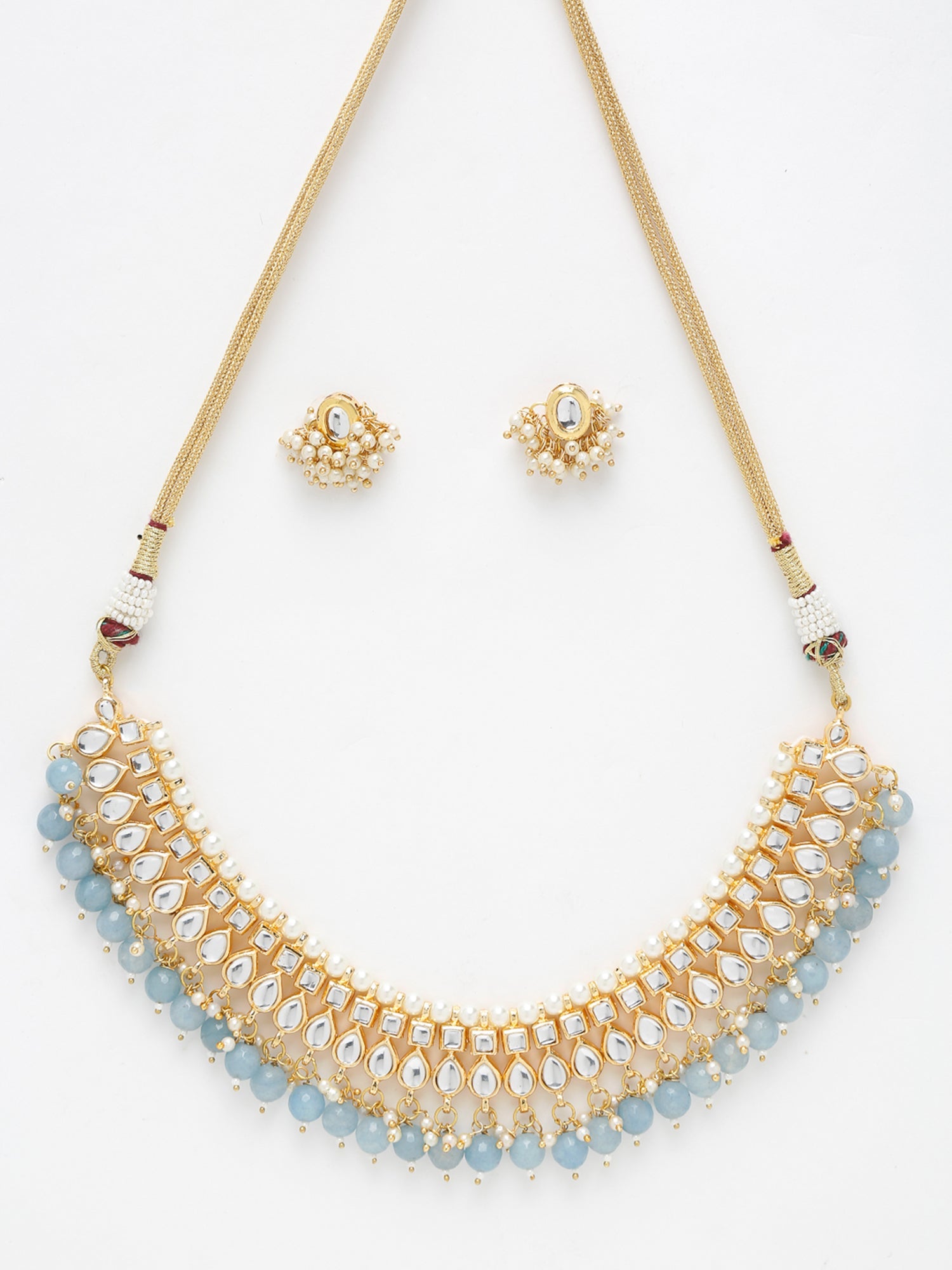 Stone Kundan Choker With Studs - Ruby Raang - Distacart