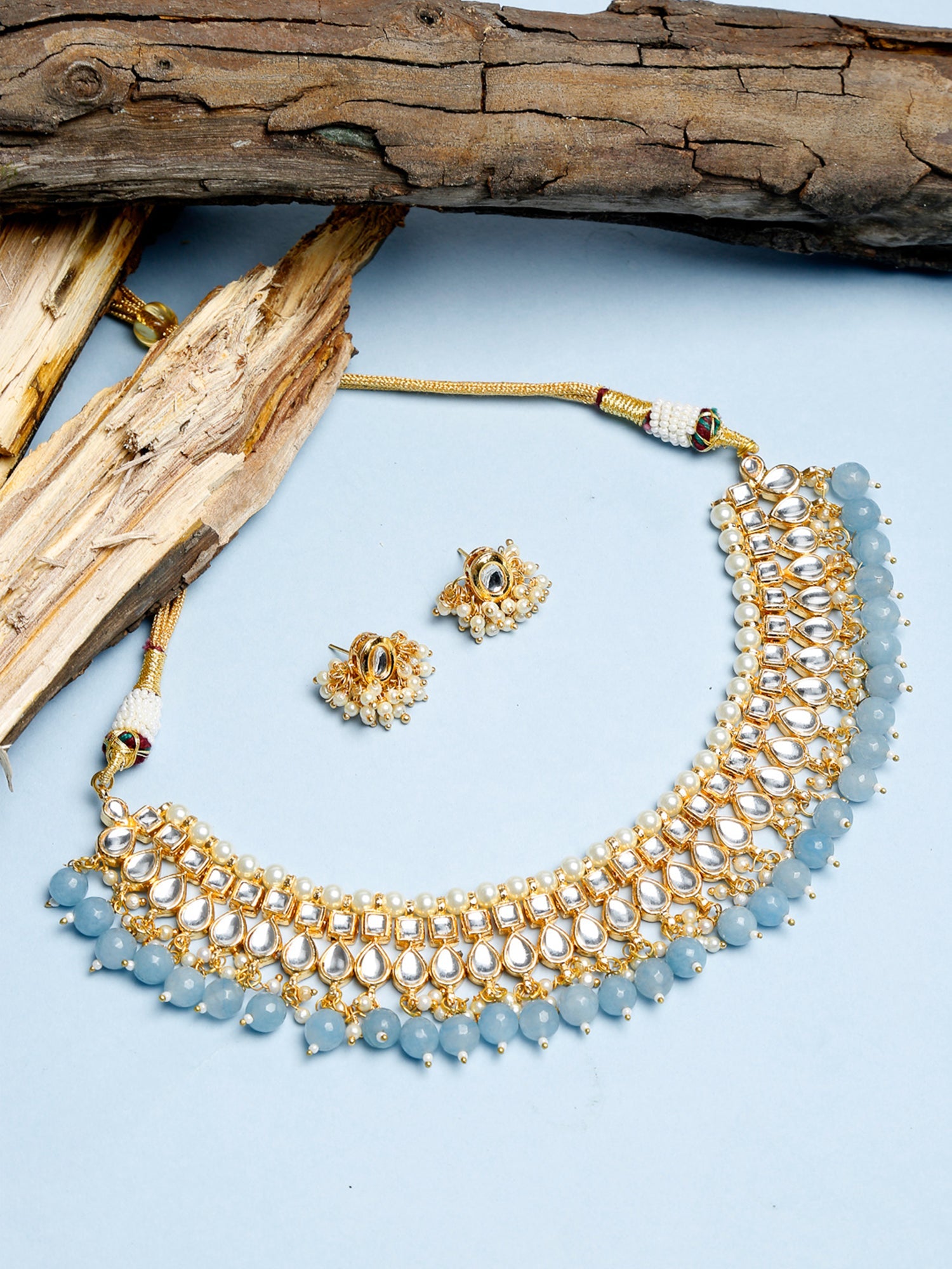 Stone Kundan Choker With Studs - Ruby Raang - Distacart