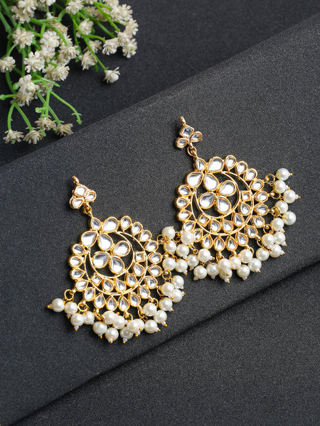 Kundan & Pearl Earrings - Ruby Raang - Distacart