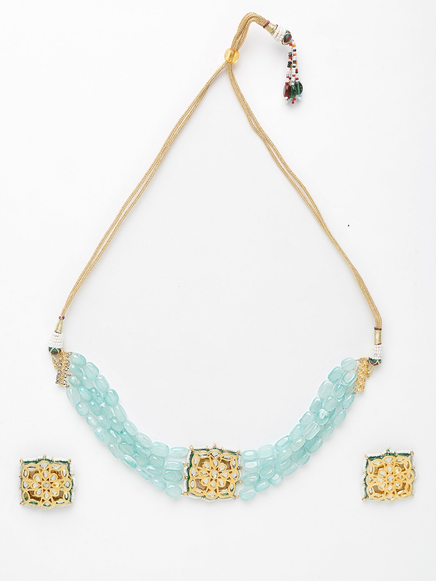Stone Kundan Choker With Studs - Ruby Raang - Distacart