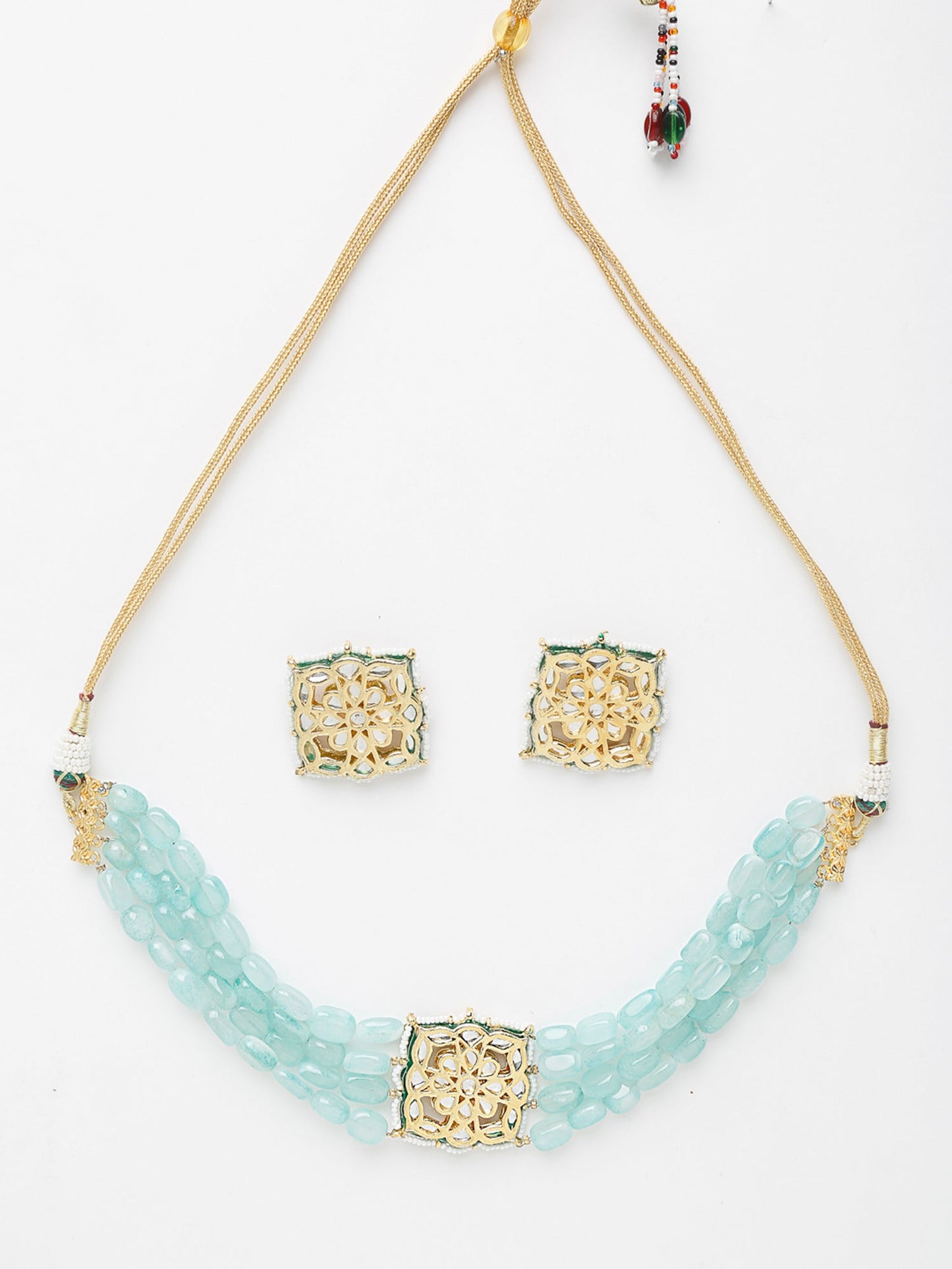 Stone Kundan Choker With Studs - Ruby Raang - Distacart