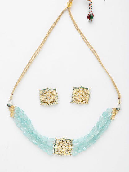 Stone Kundan Choker With Studs - Ruby Raang - Distacart