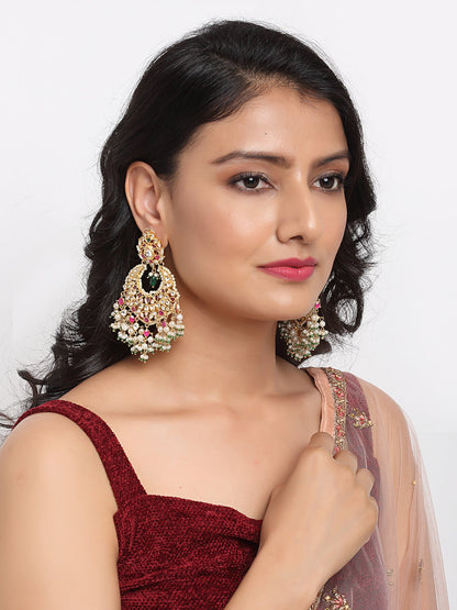 Kundan Multi Stone Earrings - Ruby Raang - Distacart