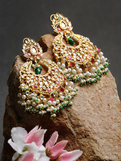 Kundan Multi Stone Earrings - Ruby Raang - Distacart