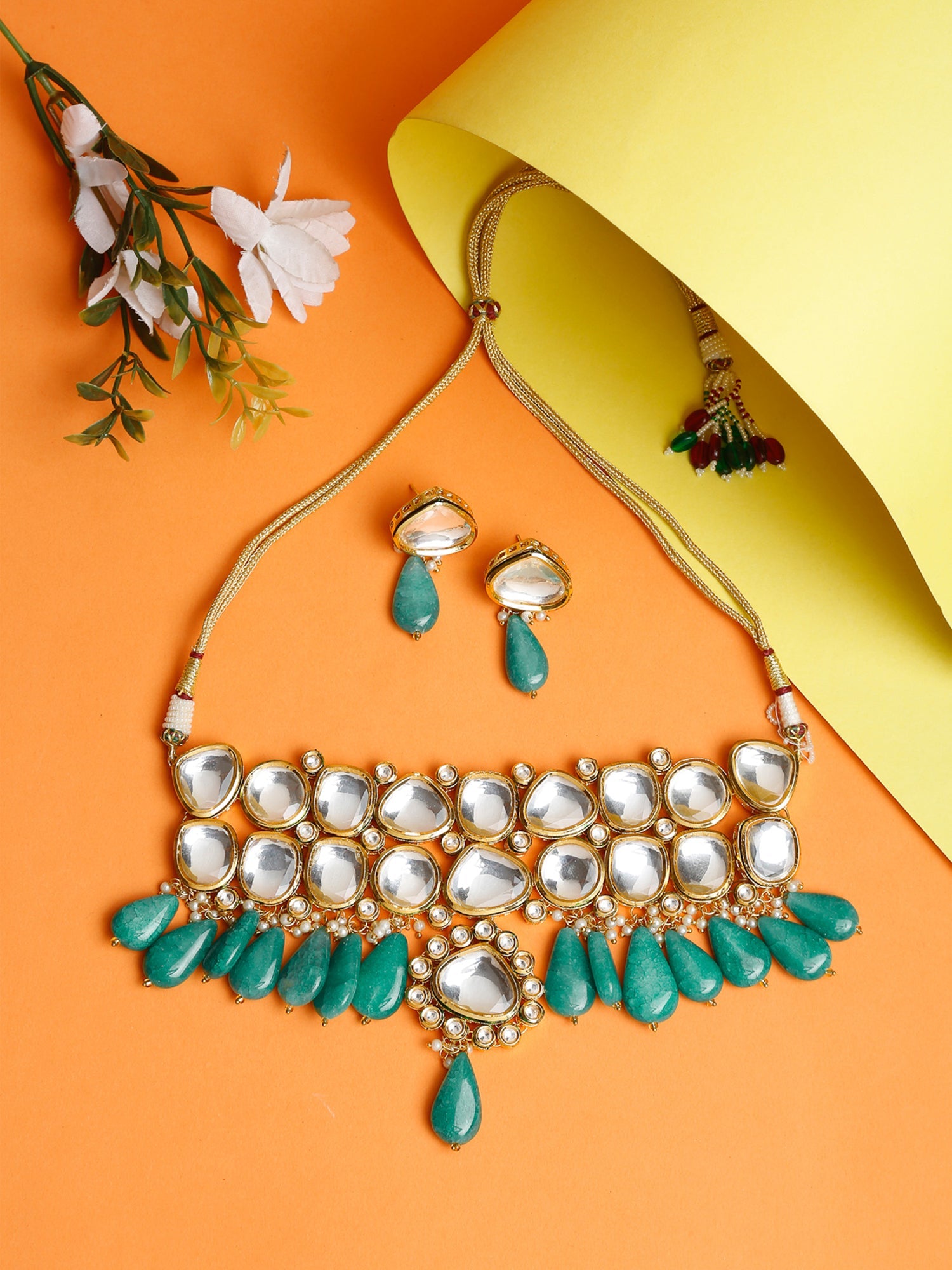 Kundan Choker With Studs - Ruby Raang - Distacart