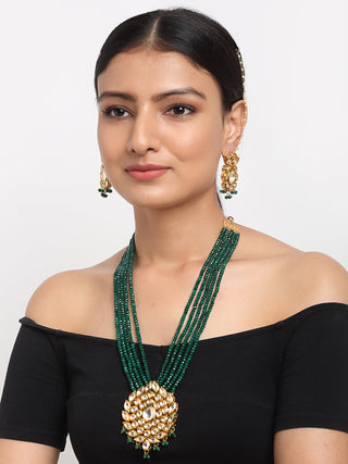 Long Kundan Neckpiece With Earrings - Ruby Raang - Distacart
