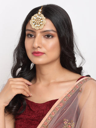 Kundan And Pearl Maang Tikka - Ruby Raang - Distacart