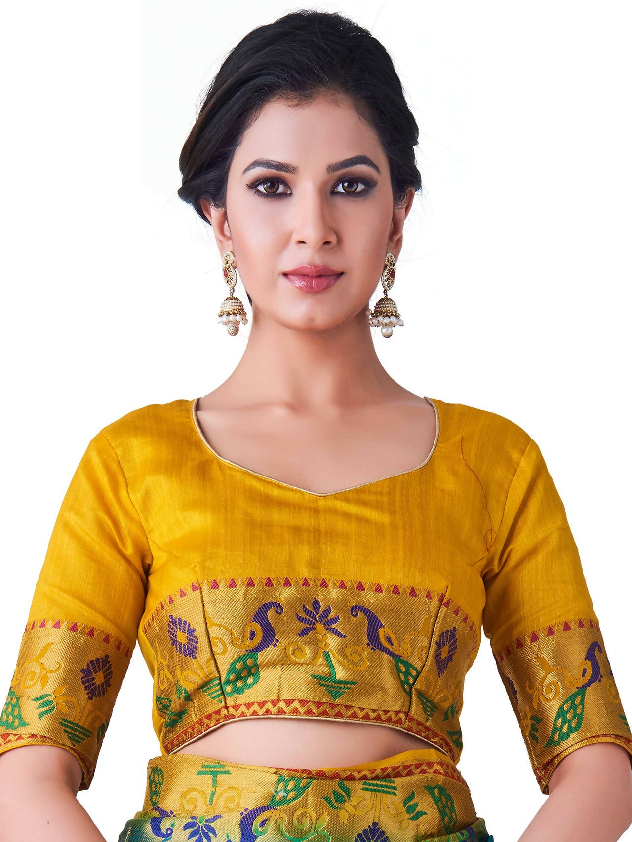 Mimosa Women's Turquoise Kanchipuram Silk Saree - Distacart