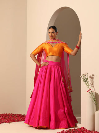 Pomcha Jaipur Pink Gul Hot Pink Lehenga - Distacart