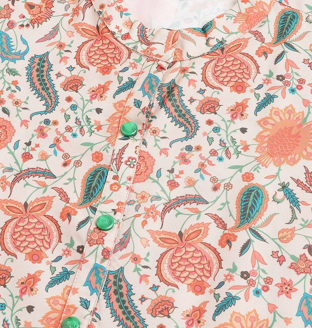 Orange Poly Rayon Digital Printed A-line Top - Tarini - Distacart