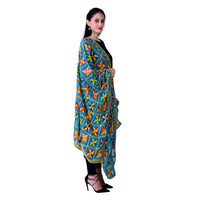 Thumbnail for SWI Stylish Women's Embroidered Phulkari Chiffon Turquoise Dupatta