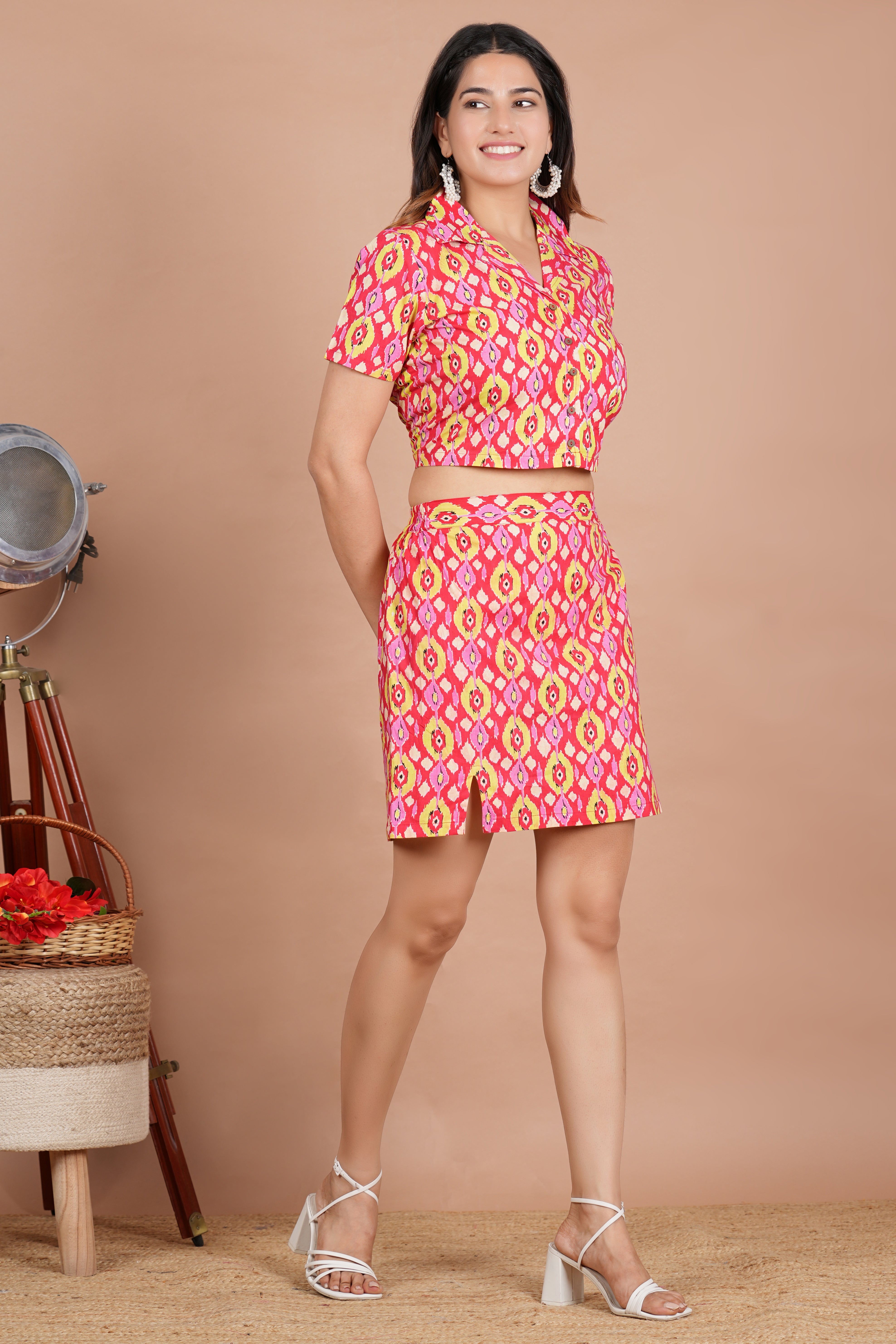 House of RP Women Red & Yellow Cotton Print Co-Ords Sets - Distacart