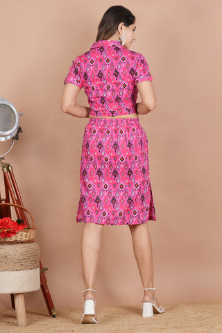 House of RP Women Fuchsia Cotton Print Co-Ords Sets - Distacart