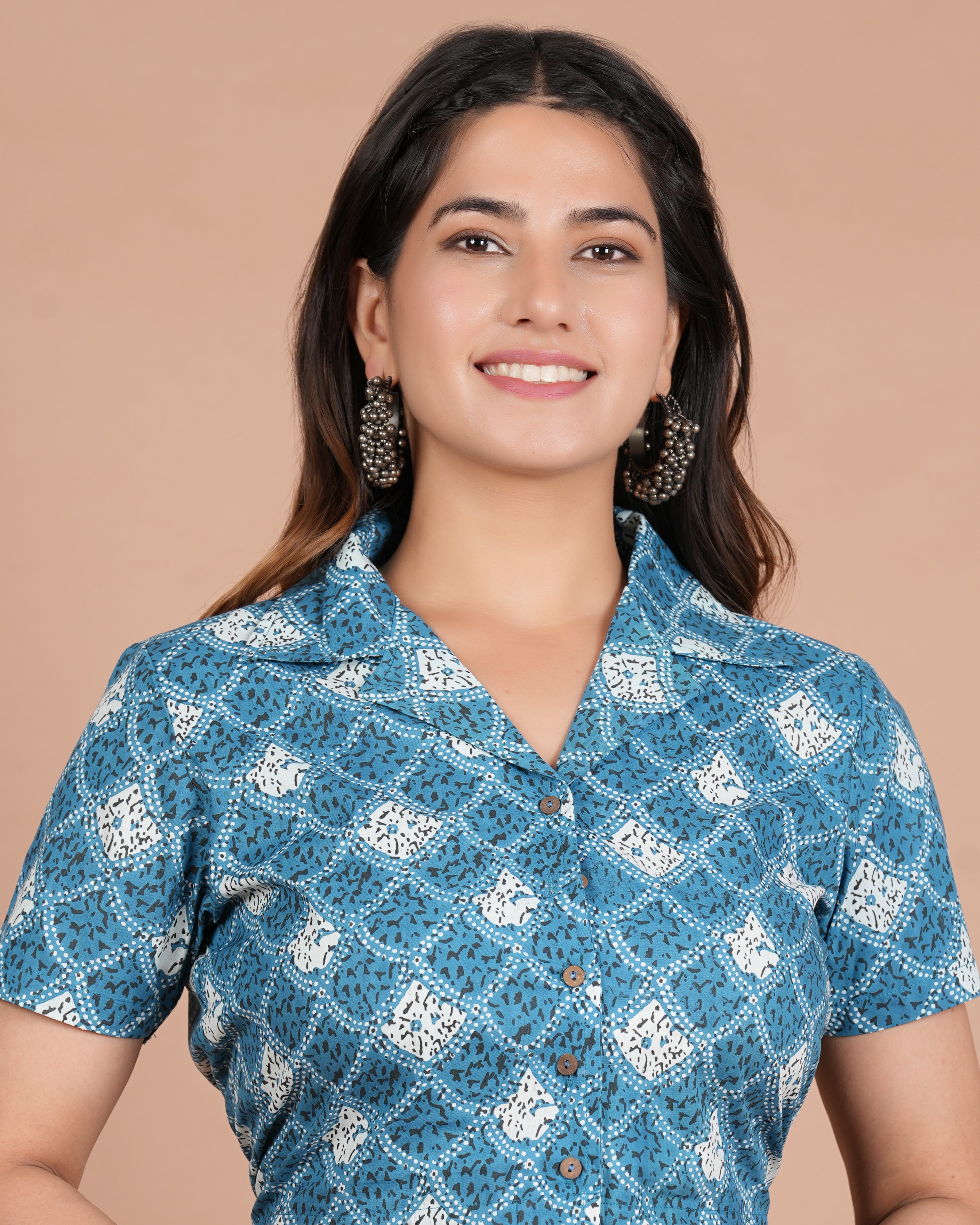 House of RP Women Indigo Cotton Graphic Print Co-Ords Sets - Distacart